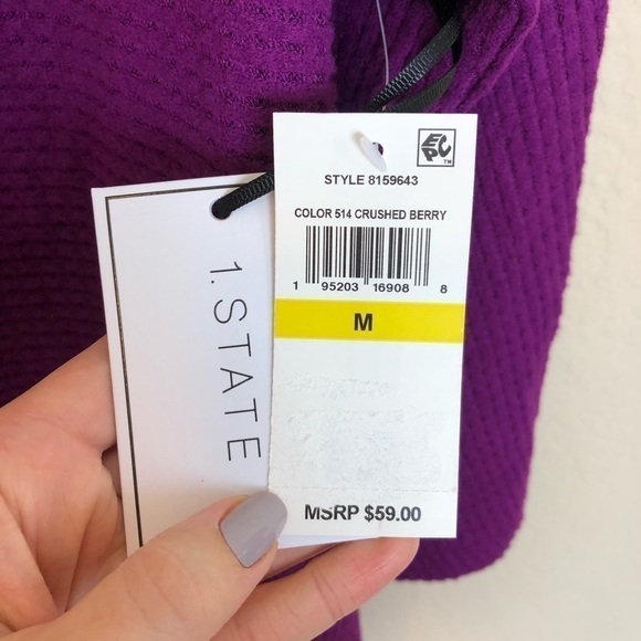 New 1.State Knot Back Waffle Knit Top in Crushed Berry - Picture 8 of 11